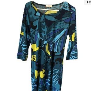 Trina Turk Blue Abstract Midi Dress